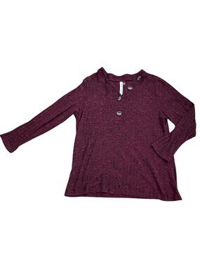 NY Collection Womens 3/4 Sleeve Ribbed Blouse-Deep Red-Size L-GUC